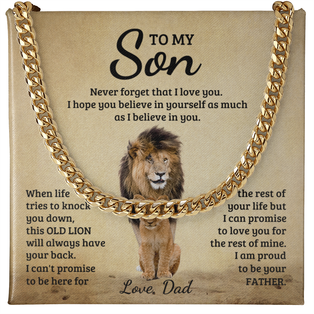 TO MY SON OLD LION CUBAN LINK CHAIN