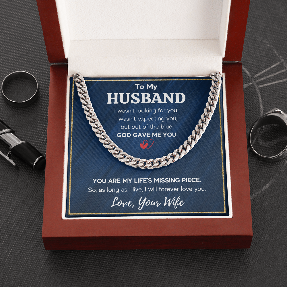 TO MY HUSBAND PIECE CUBAN LINK CHAIN NECKLACE GIFT SET