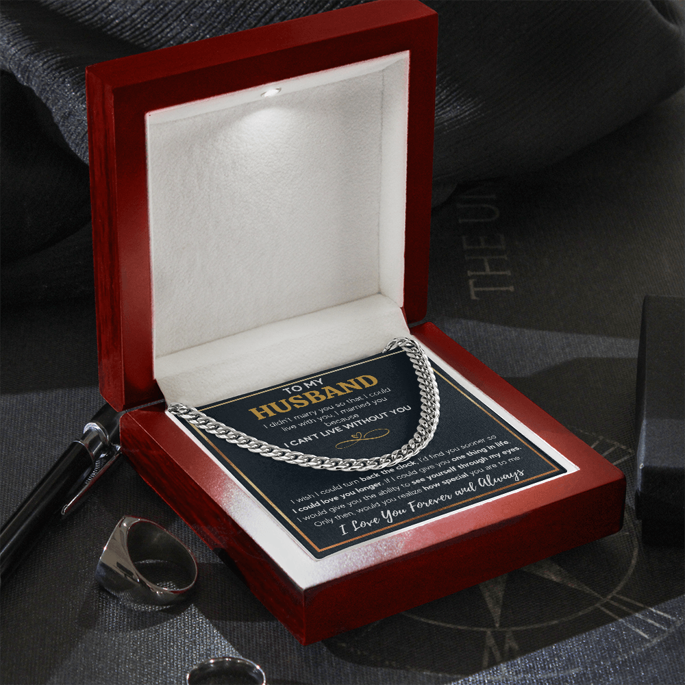 TO MY HUSBAND EYES CUBAN LINK CHAIN NECKLACE GIFT SET
