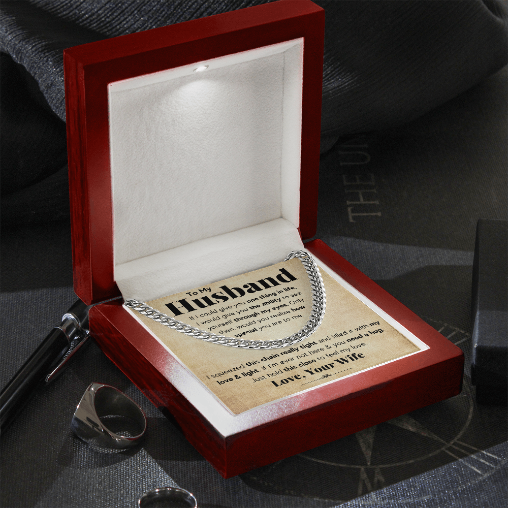 TO MY HUSBAND SQUEEZED CUBAN LINK CHAIN GIFT SET