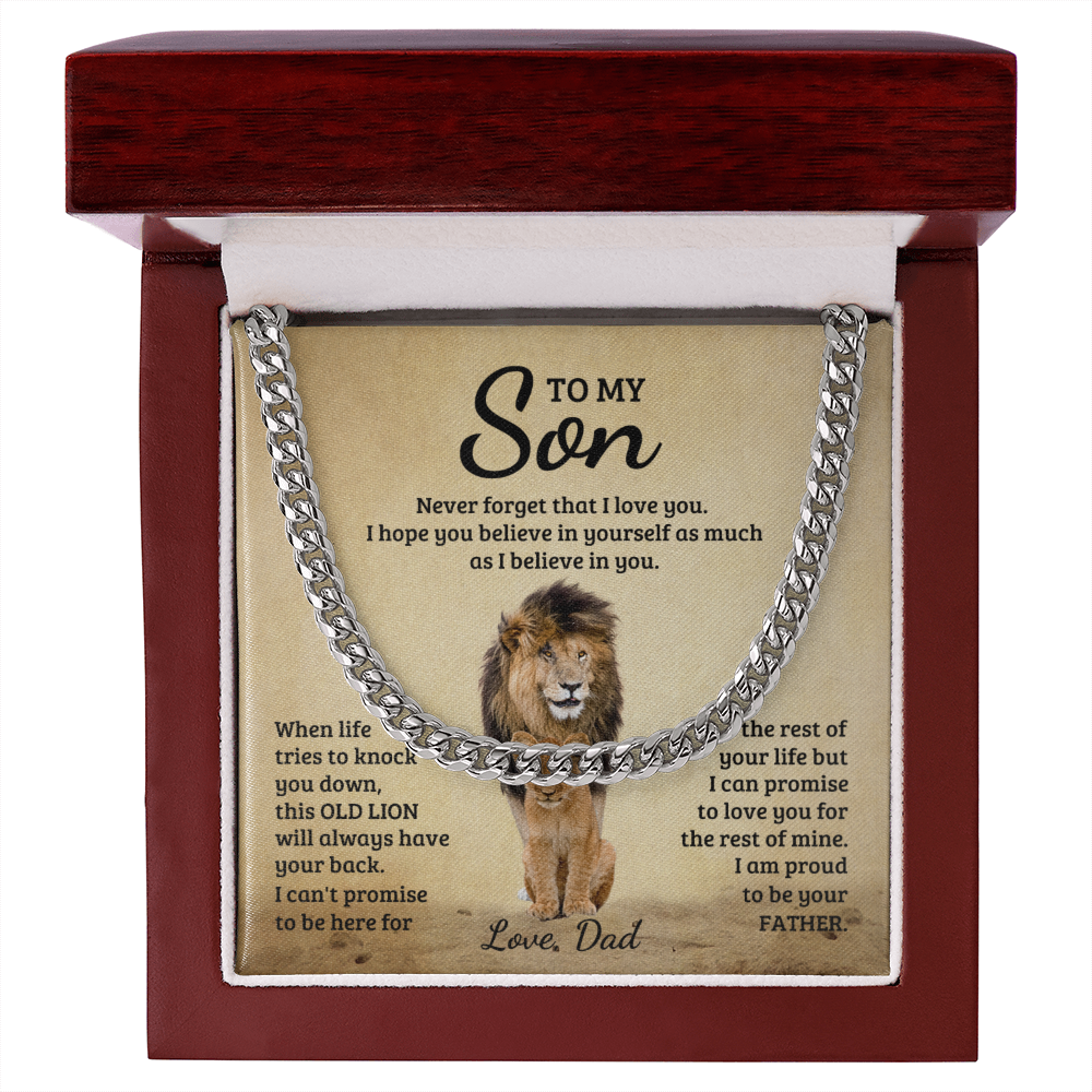 TO MY SON OLD LION CUBAN LINK CHAIN