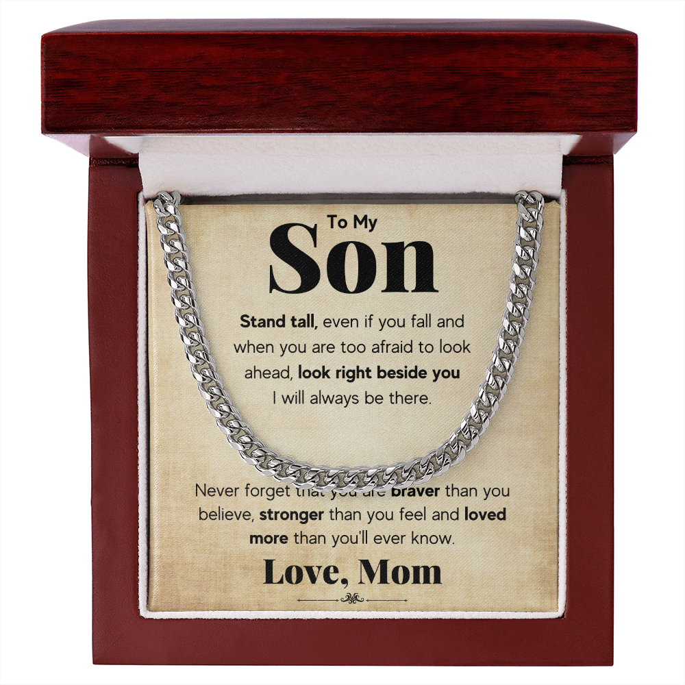 TO MY SON STAND TALL CUBAN LINK CHAIN