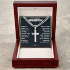 TO MY DEAREST GRANDSON CHAPTERS CROSS CHAIN GIFT SET
