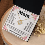 TO MY MOM FROM DAUGHTER SQUEEZED LOVE KNOT NECKLACE GIFT SET