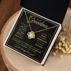 TO MY GRANDMA NEVER ENDING GOLD LOVE KNOT NECKLACE GIFT SET