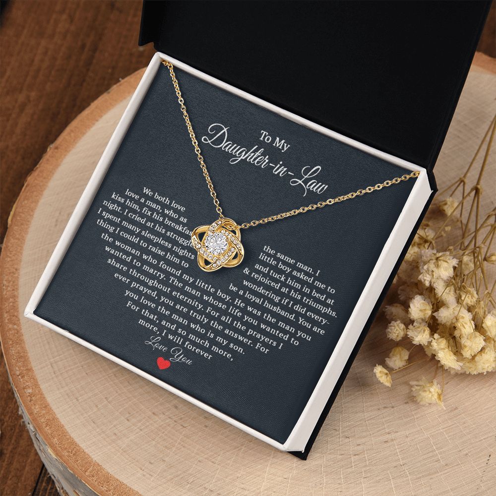 TO MY DAUGHTER IN LAW HEART LOVE KNOT NECKLACE GIFT SET