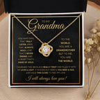 TO MY GRANDMA NEVER ENDING GOLD LOVE KNOT NECKLACE GIFT SET