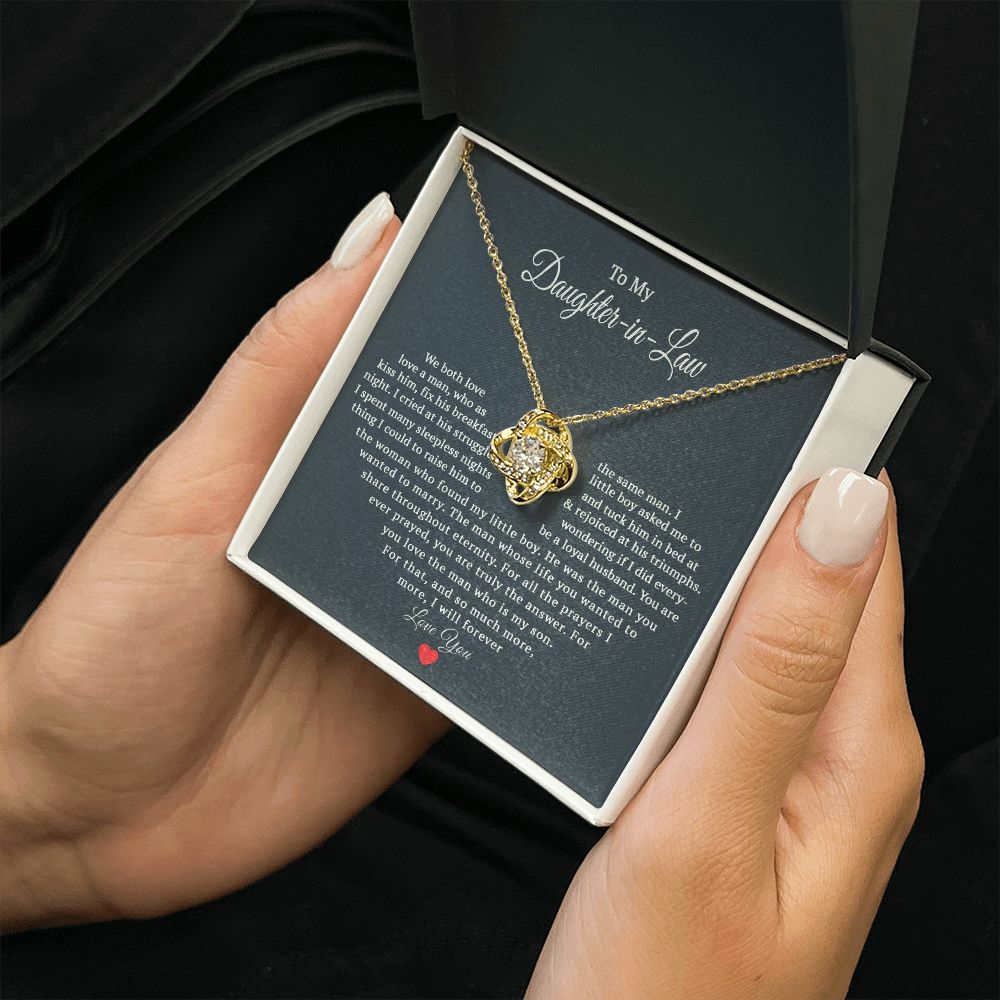 TO MY DAUGHTER IN LAW HEART LOVE KNOT NECKLACE GIFT SET