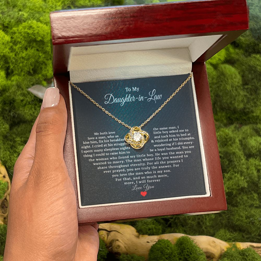 TO MY DAUGHTER IN LAW HEART LOVE KNOT NECKLACE GIFT SET