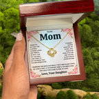 TO MY MOM FROM DAUGHTER SQUEEZED LOVE KNOT NECKLACE GIFT SET
