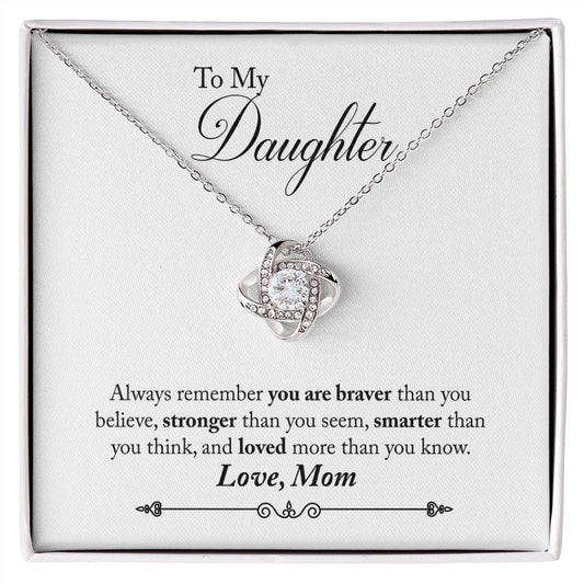 TO MY DAUGHTER BRAVER LOVE KNOT NECKLACE GIFT SET