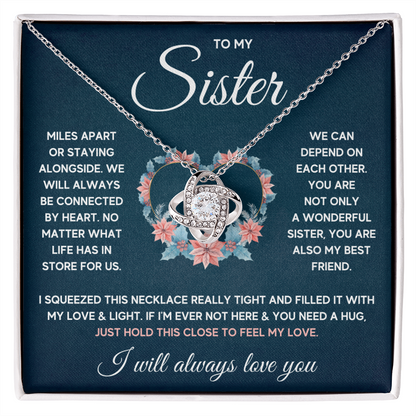 TO MY SISTER SQUEEZED LOVE KNOT NECKLACE GIFT SET