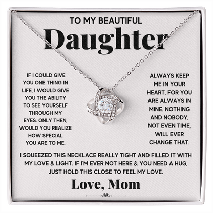 TO MY BEAUTIFUL DAUGHTER SQUEEZED LOVE KNOT NECKLACE GIFT SET