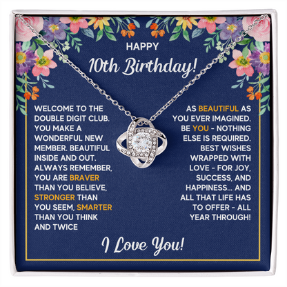 10TH BIRTHDAY LOVE KNOT NECKLACE GIFT SET