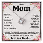 TO MY MOM FROM DAUGHTER SQUEEZED LOVE KNOT NECKLACE GIFT SET