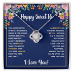 SWEET 16 WRAPPED LOVE KNOT NECKLACE GIFT SET