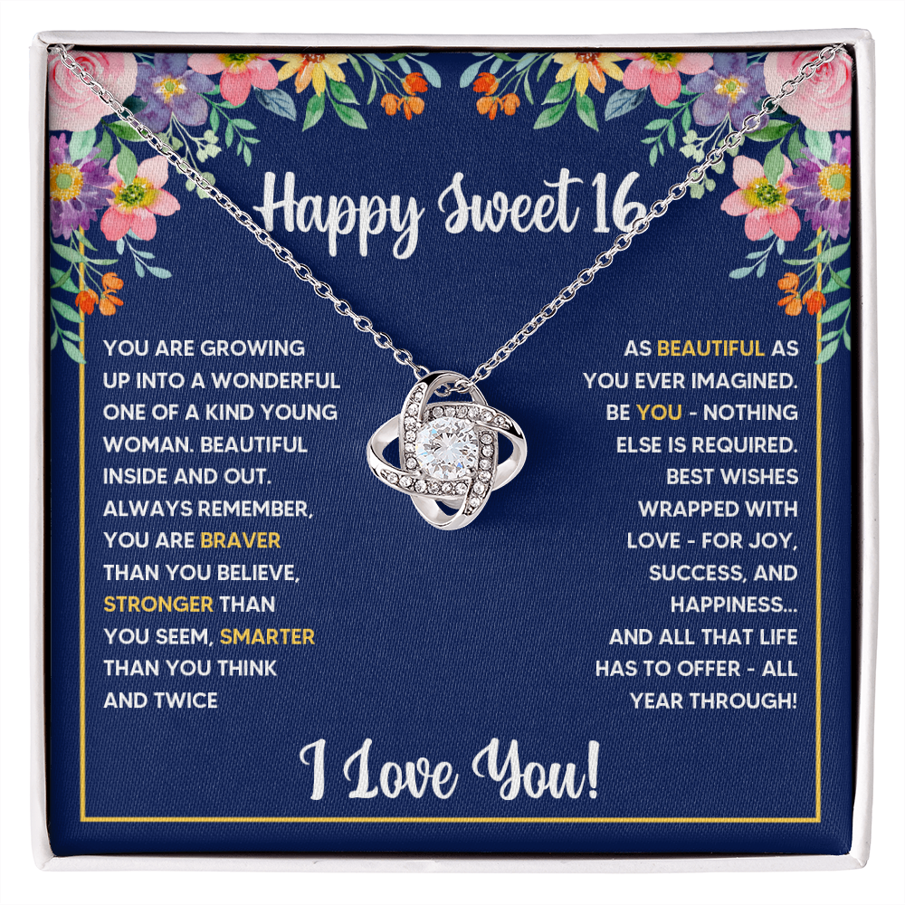 SWEET 16 WRAPPED LOVE KNOT NECKLACE GIFT SET