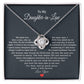 TO MY DAUGHTER IN LAW HEART LOVE KNOT NECKLACE GIFT SET