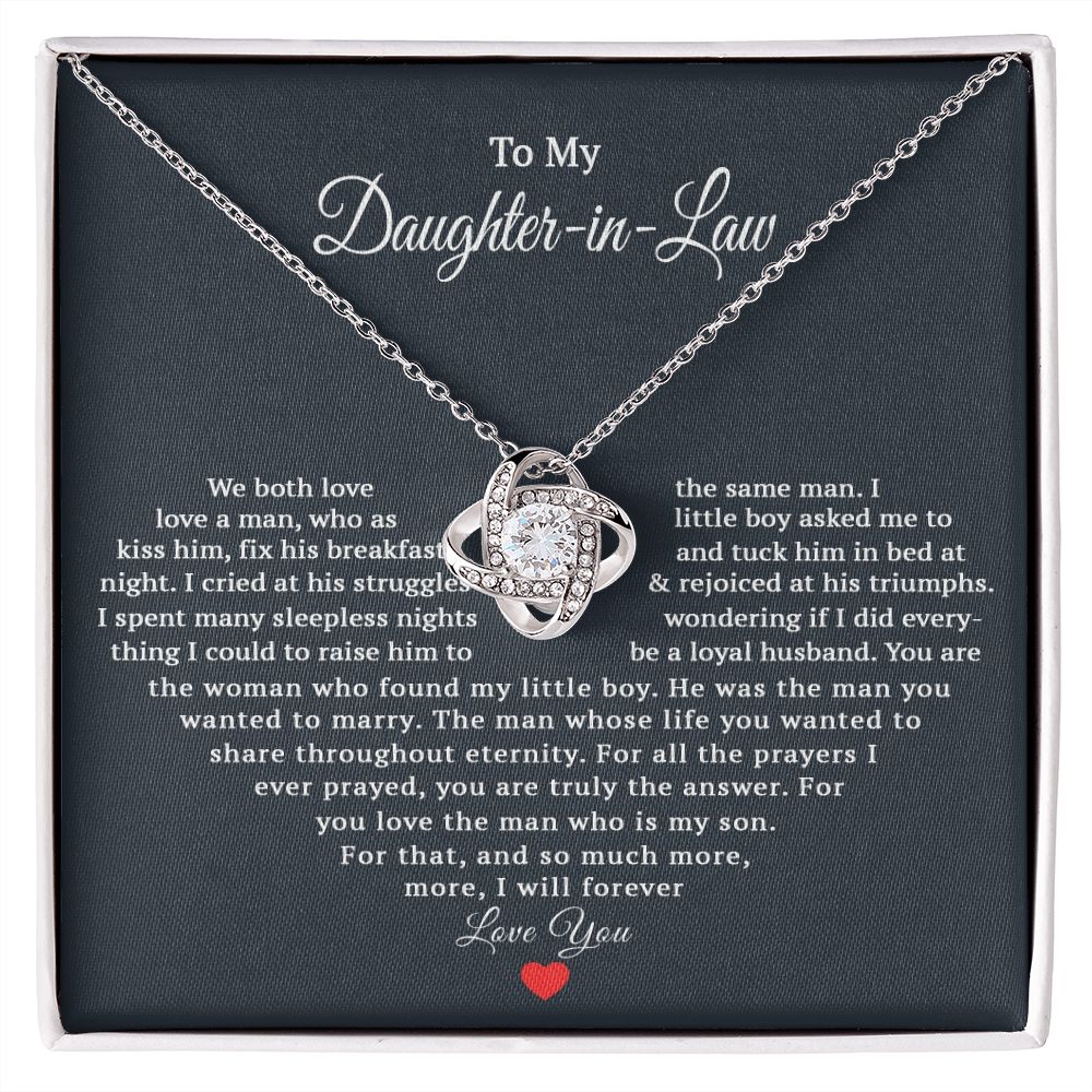 TO MY DAUGHTER IN LAW HEART LOVE KNOT NECKLACE GIFT SET