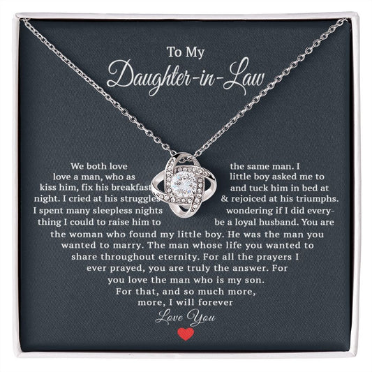 TO MY DAUGHTER IN LAW HEART LOVE KNOT NECKLACE GIFT SET