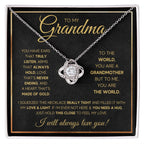 TO MY GRANDMA NEVER ENDING GOLD LOVE KNOT NECKLACE GIFT SET