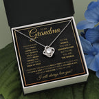 TO MY GRANDMA NEVER ENDING GOLD LOVE KNOT NECKLACE GIFT SET
