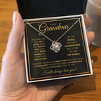 TO MY GRANDMA NEVER ENDING GOLD LOVE KNOT NECKLACE GIFT SET