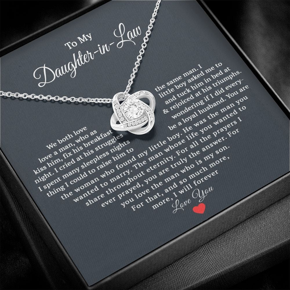 TO MY DAUGHTER IN LAW HEART LOVE KNOT NECKLACE GIFT SET