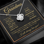 TO MY GRANDMA NEVER ENDING GOLD LOVE KNOT NECKLACE GIFT SET