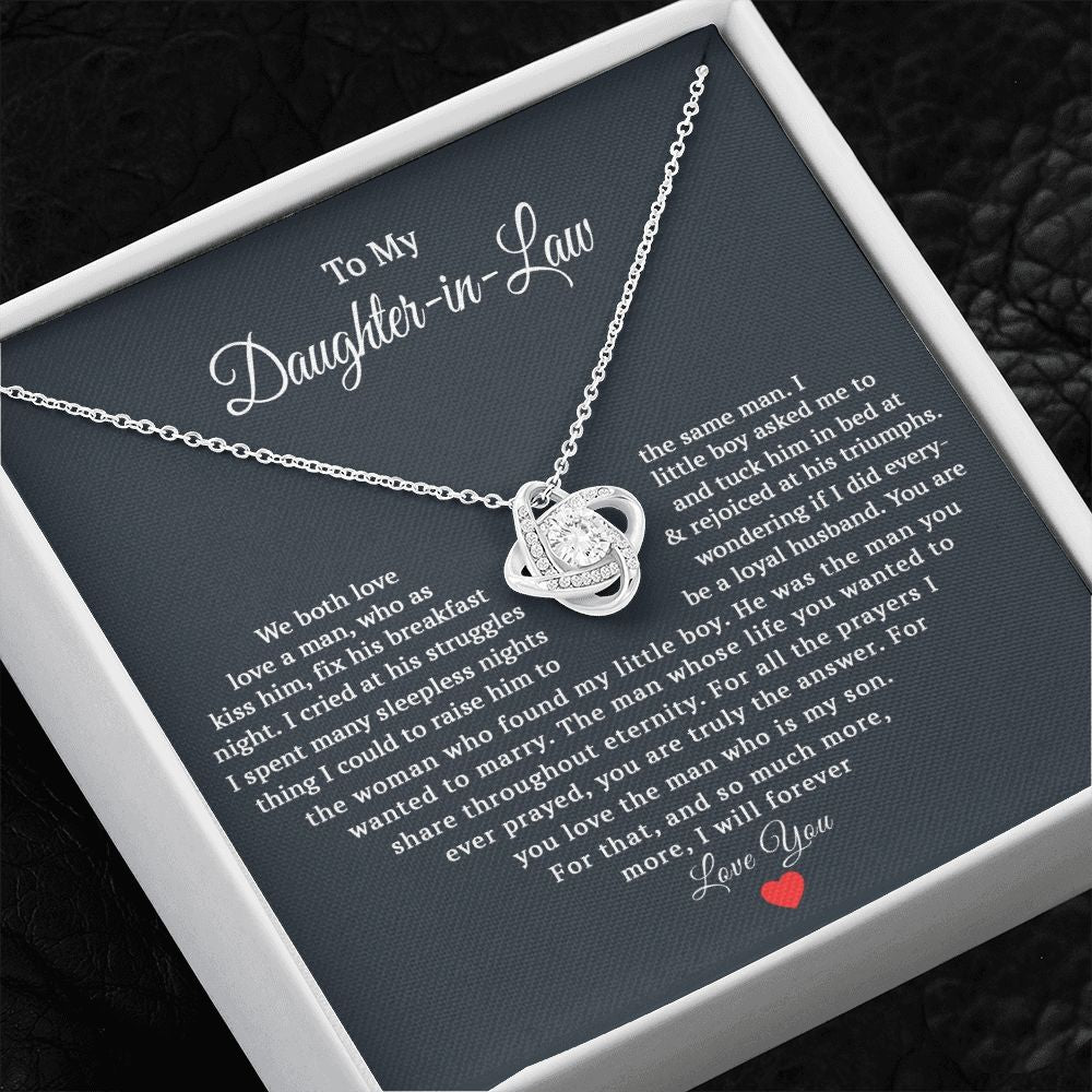 TO MY DAUGHTER IN LAW HEART LOVE KNOT NECKLACE GIFT SET
