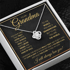 TO MY GRANDMA NEVER ENDING GOLD LOVE KNOT NECKLACE GIFT SET