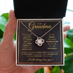 TO MY GRANDMA NEVER ENDING GOLD LOVE KNOT NECKLACE GIFT SET