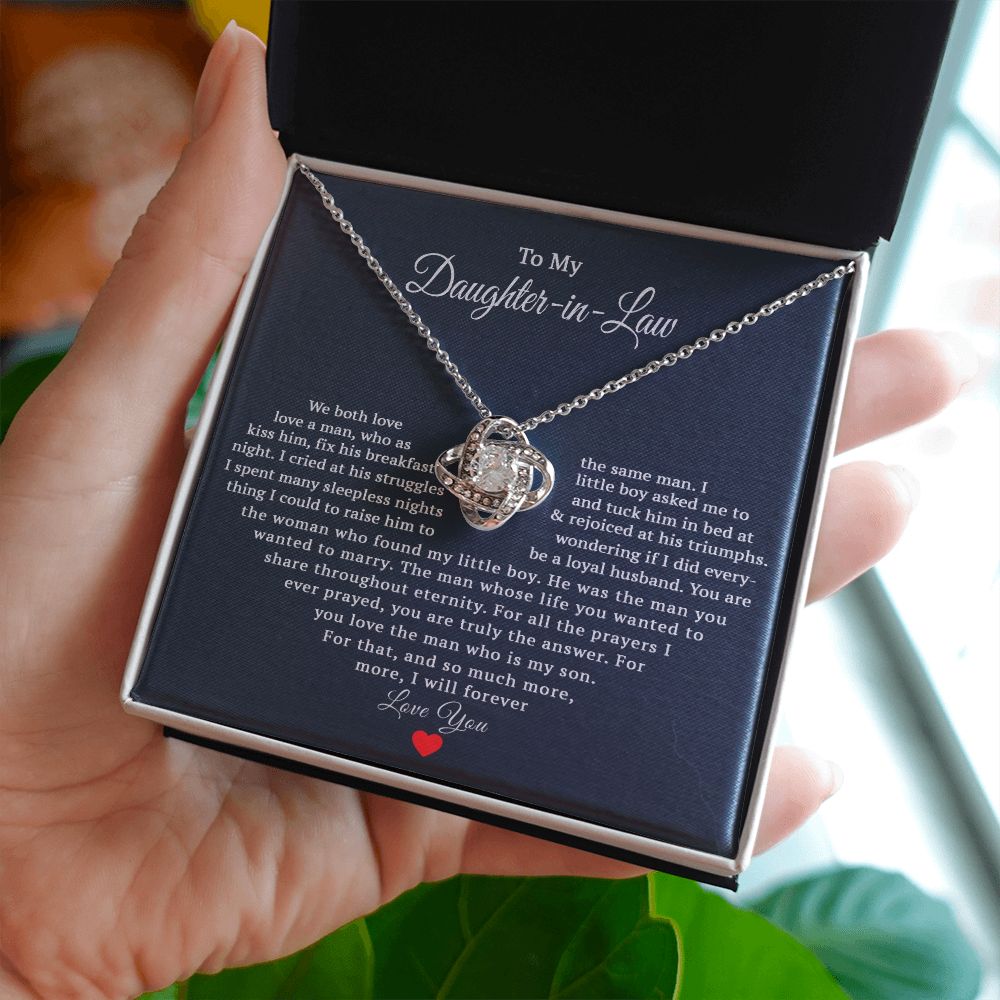 TO MY DAUGHTER IN LAW HEART LOVE KNOT NECKLACE GIFT SET