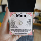 TO MY MOM FROM DAUGHTER SQUEEZED LOVE KNOT NECKLACE GIFT SET