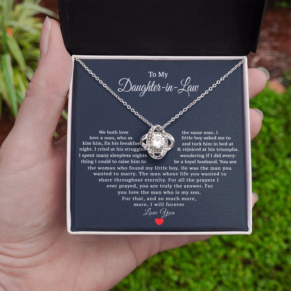 TO MY DAUGHTER IN LAW HEART LOVE KNOT NECKLACE GIFT SET