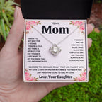 TO MY MOM FROM DAUGHTER SQUEEZED LOVE KNOT NECKLACE GIFT SET