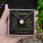 TO MY GRANDMA NEVER ENDING GOLD LOVE KNOT NECKLACE GIFT SET