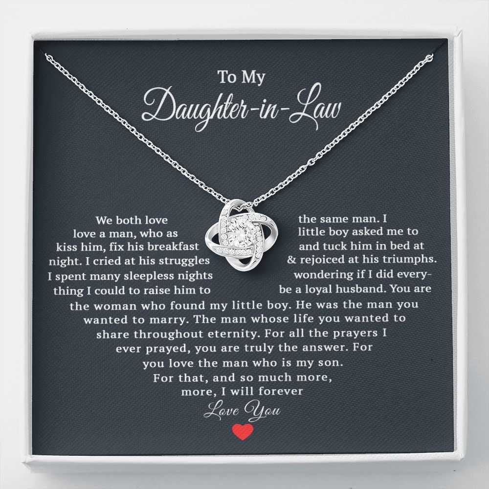 TO MY DAUGHTER IN LAW HEART LOVE KNOT NECKLACE GIFT SET