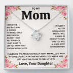 TO MY MOM FROM DAUGHTER SQUEEZED LOVE KNOT NECKLACE GIFT SET