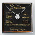 TO MY GRANDMA NEVER ENDING GOLD LOVE KNOT NECKLACE GIFT SET