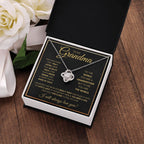 TO MY GRANDMA NEVER ENDING GOLD LOVE KNOT NECKLACE GIFT SET