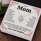 TO MY MOM FROM DAUGHTER SQUEEZED LOVE KNOT NECKLACE GIFT SET