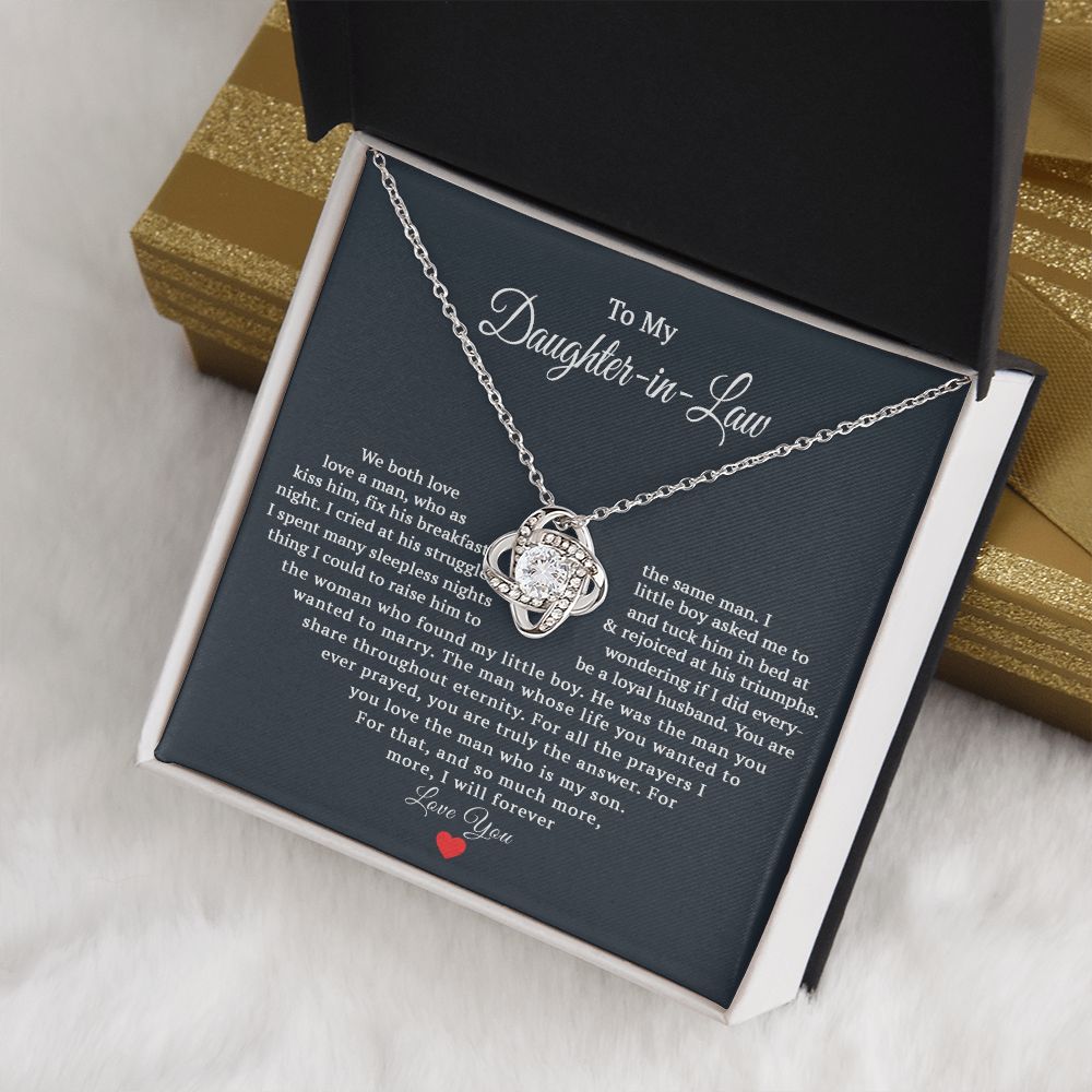 TO MY DAUGHTER IN LAW HEART LOVE KNOT NECKLACE GIFT SET
