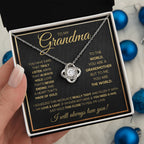 TO MY GRANDMA NEVER ENDING GOLD LOVE KNOT NECKLACE GIFT SET