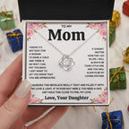 TO MY MOM FROM DAUGHTER SQUEEZED LOVE KNOT NECKLACE GIFT SET
