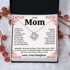 TO MY MOM FROM DAUGHTER SQUEEZED LOVE KNOT NECKLACE GIFT SET