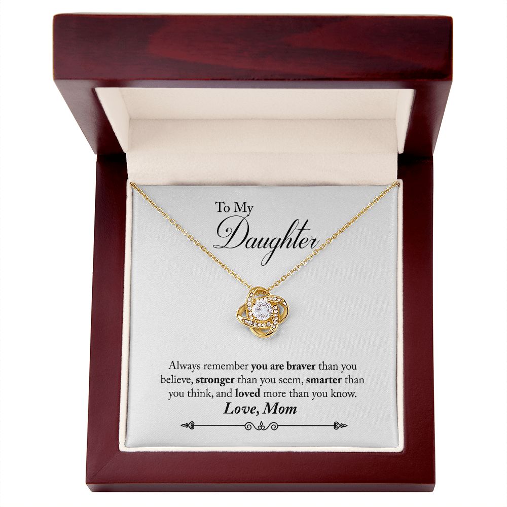 TO MY DAUGHTER BRAVER LOVE KNOT NECKLACE GIFT SET