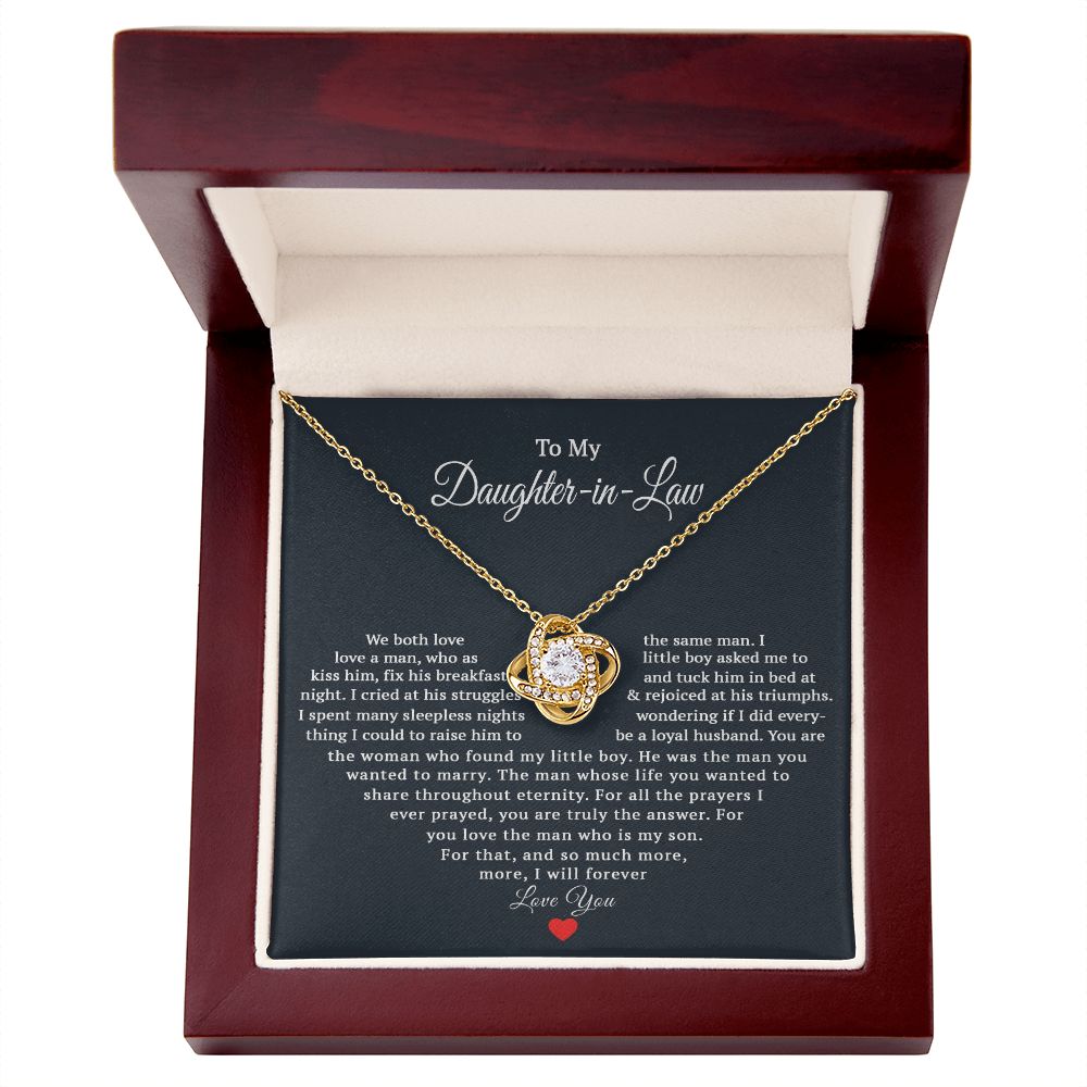 TO MY DAUGHTER IN LAW HEART LOVE KNOT NECKLACE GIFT SET