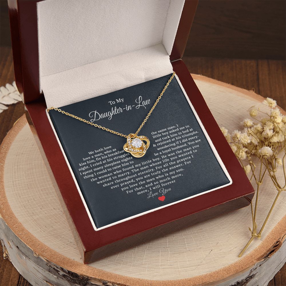 TO MY DAUGHTER IN LAW HEART LOVE KNOT NECKLACE GIFT SET