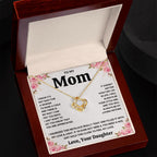 TO MY MOM FROM DAUGHTER SQUEEZED LOVE KNOT NECKLACE GIFT SET